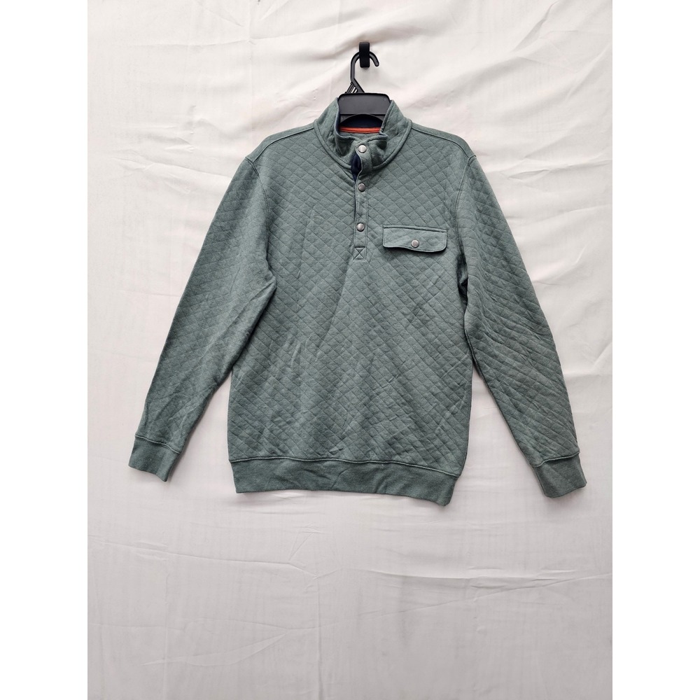 Goodfellow & Co Mens Quilted 1/4 Snap Pullover Green Cotton Blend Size Small
